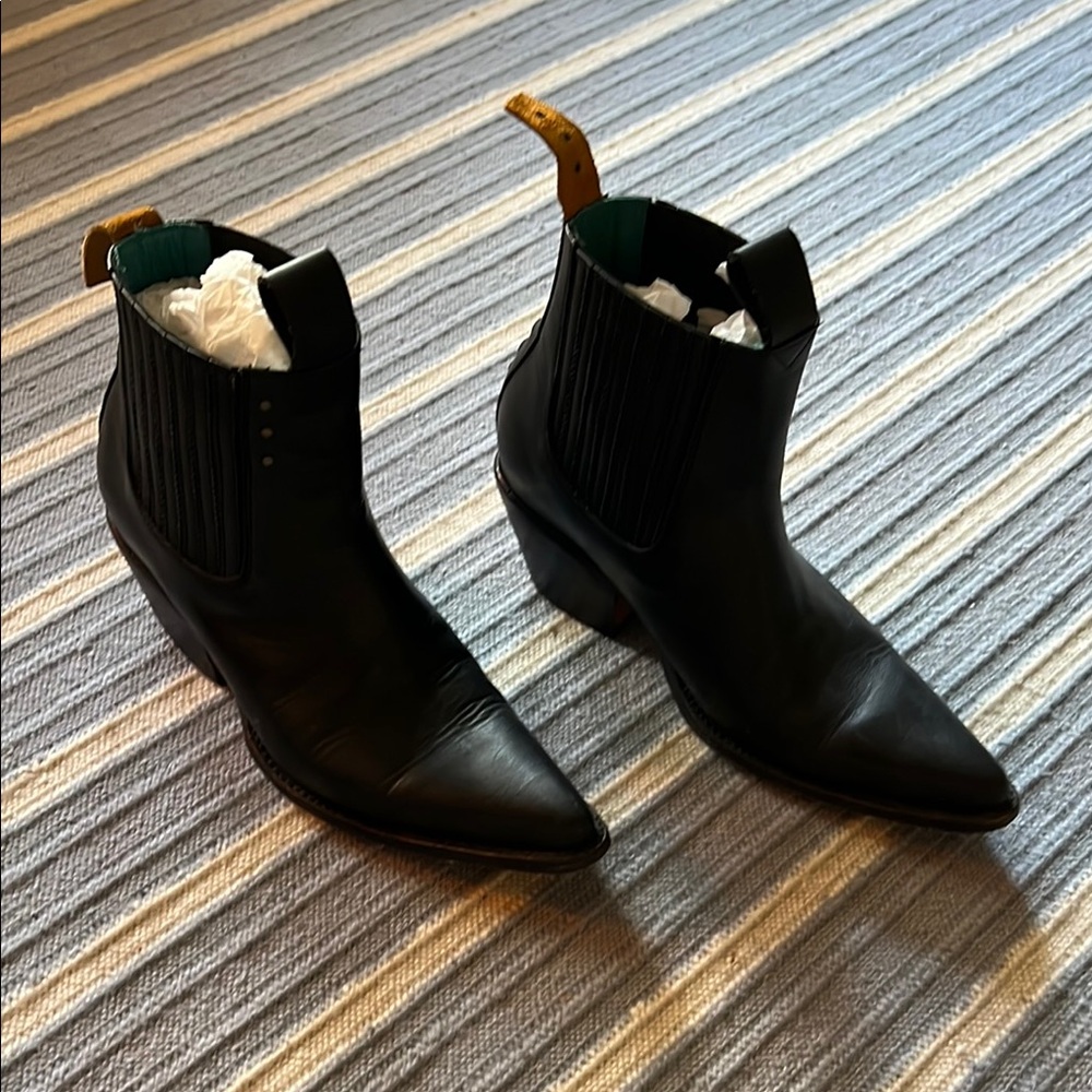 Black Leather Ankle Boots - Picture 3 of 8